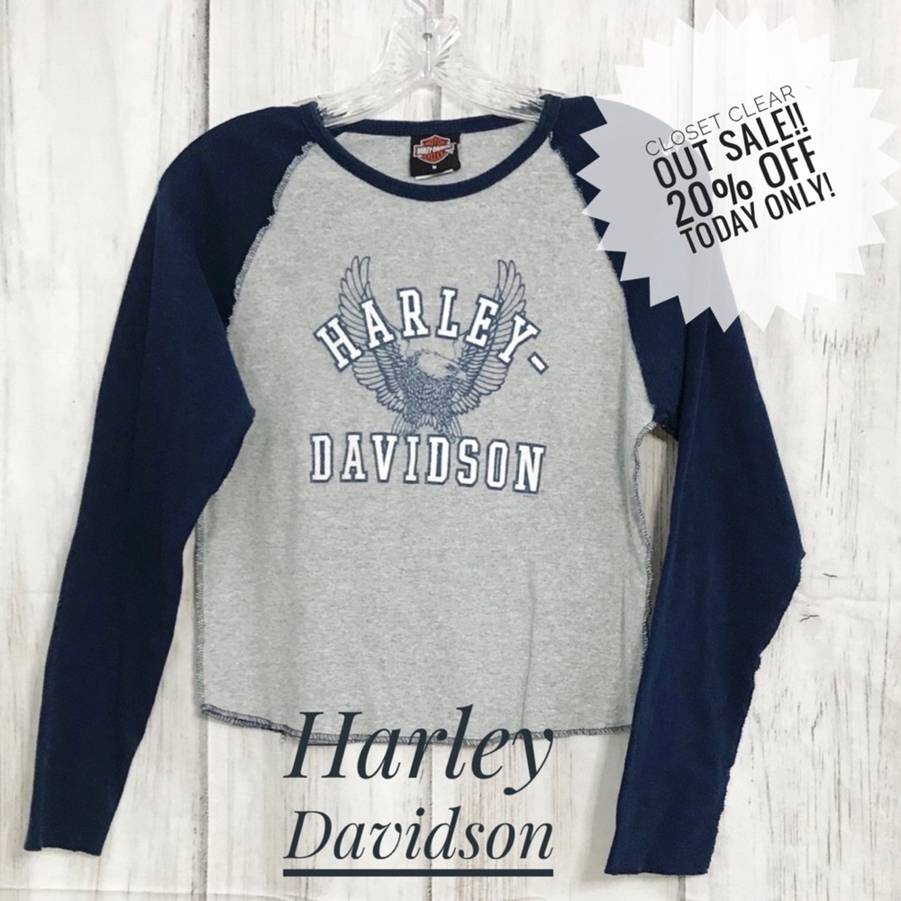 Harley Davidson Graphic Tee Crop Top VTG Size M